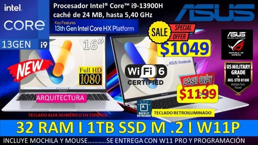 ASUS COREI9 TRECEAVA GENERACION
